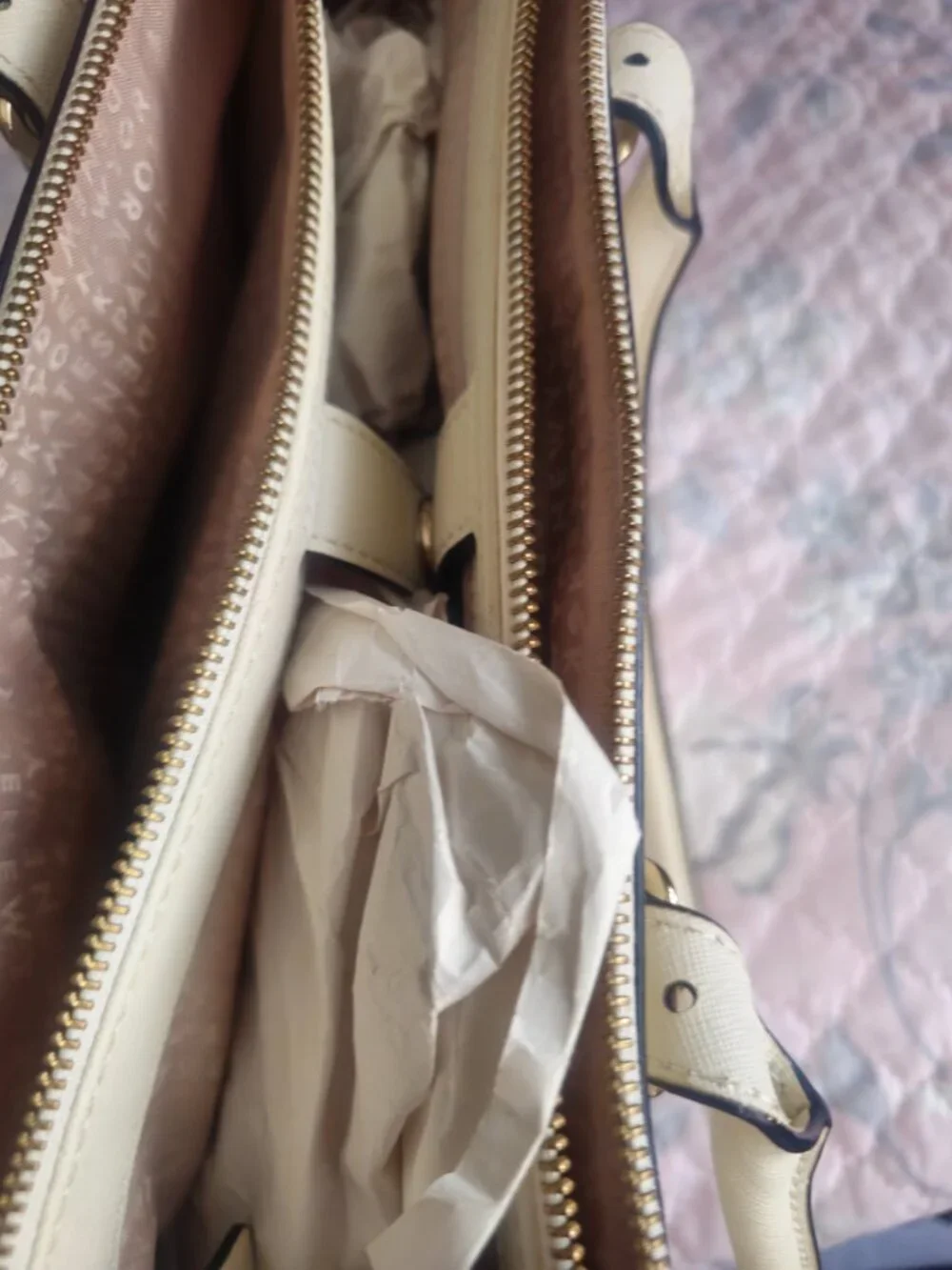 KATE SPADE SAFFIANO LEATHER TRIPLE COMPARTMENT SATCHEL • IVORY